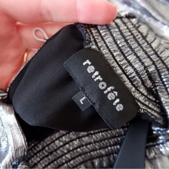 SOLD- RETROFETE Silver Mini Dress - Picture 9 of 11